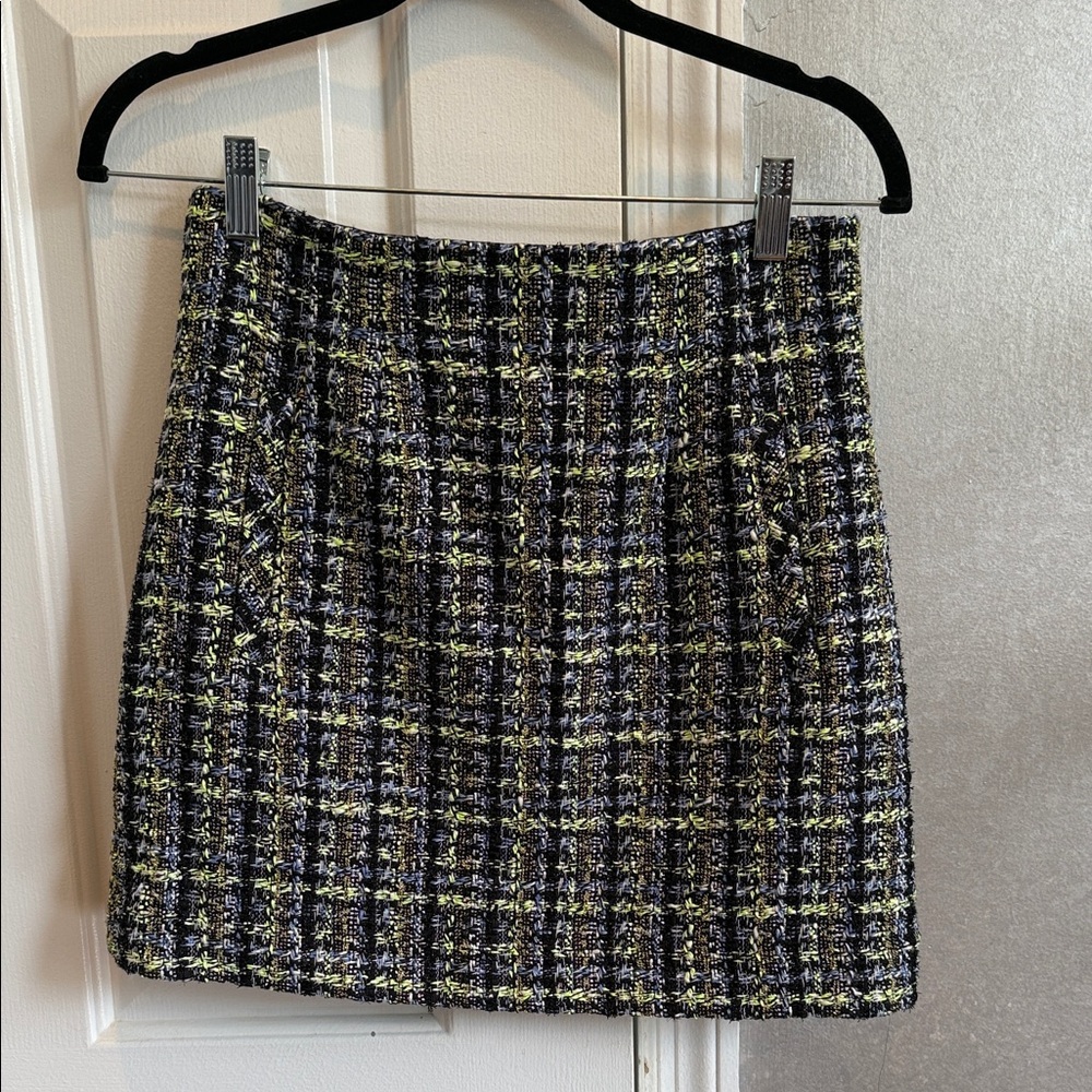 Veronica Beard Black and Yellow Tweed Pencil Skirt